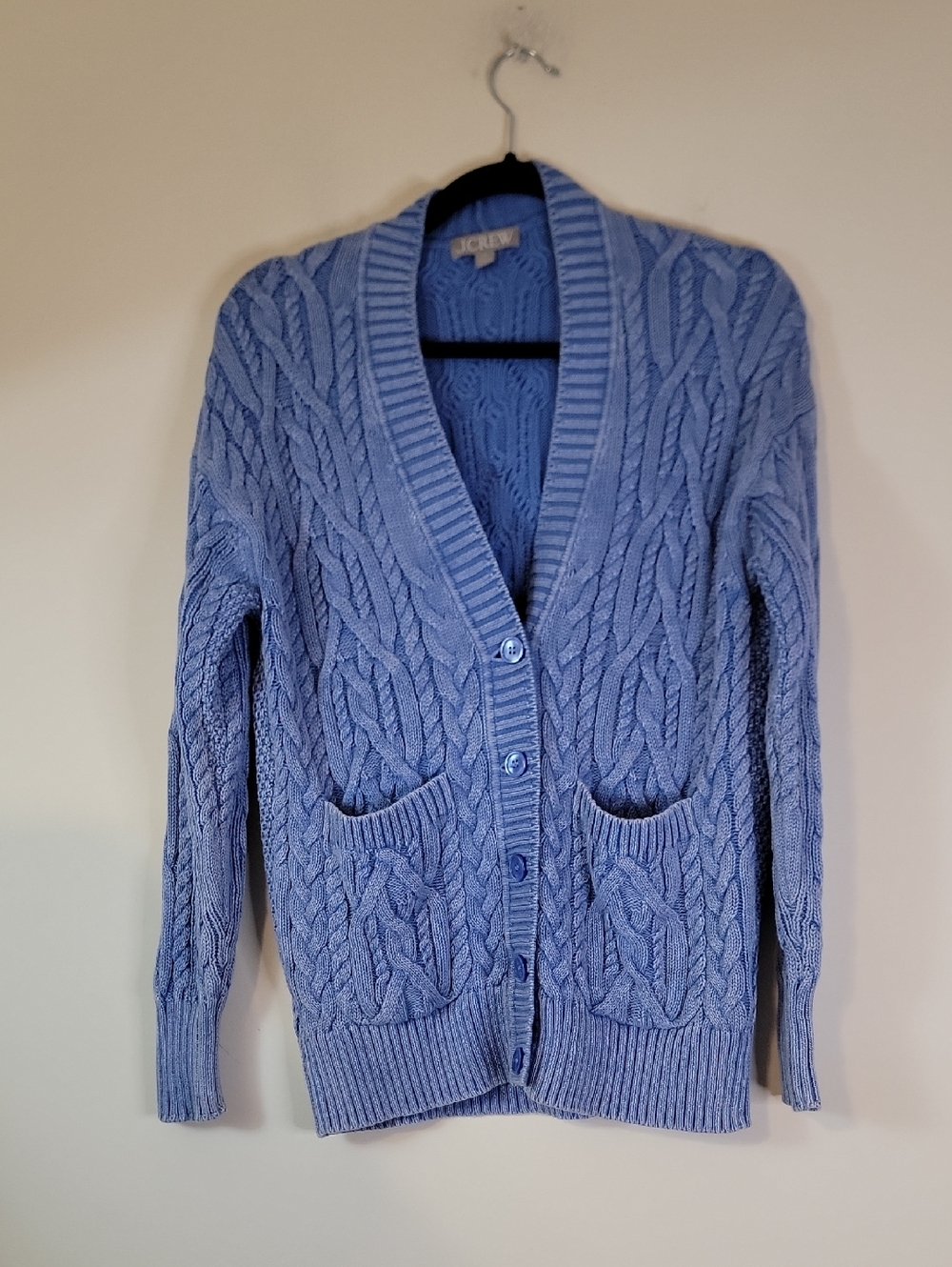 J. Crew Periwinkle Cable-Knit Button Cardigan